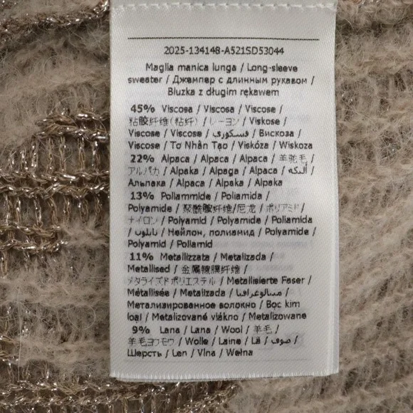 Alessia Santi Floral Jacquard Knit Sweater Italian Made Sparkle Boxy Fit - Picture 12 of 13